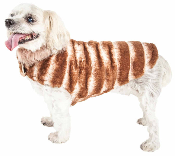 Pet Life ?? Luxe 'Tira-Poochoo' Tiramisu Patterned Mink Dog Coat Jacket - Yip & Purr?? Official Website