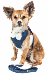 Pet Life ® Luxe 'Pom Draper' 2-In-1 Mesh Reversed Adjustable Dog Harness-Leash W/ Pom-Pom Bowtie