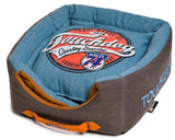 Touchdog Convertible and Reversible Vintage Printed Squared 2-in-1 Collapsible Dog House Bed