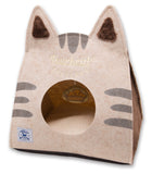 Touchcat 'Kitty Ears' Travel On-The-Go Collapsible Folding Cat Pet Bed House With Toy