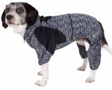 Pet Life ?? Active 'Downward Dog' Heathered Performance 4-Way Stretch Two-Toned Full Body Warm Up Hoodie - Yip & Purr?? Official Website