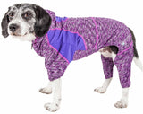 Pet Life ® Active 'Downward Dog' Heathered Performance 4-Way Stretch Two-Toned Full Body Warm Up Hoodie