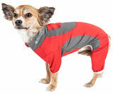 Pet Life ® Active 'Warm-Pup' Heathered Performance 4-Way Stretch Two-Toned Full Body Warm Up